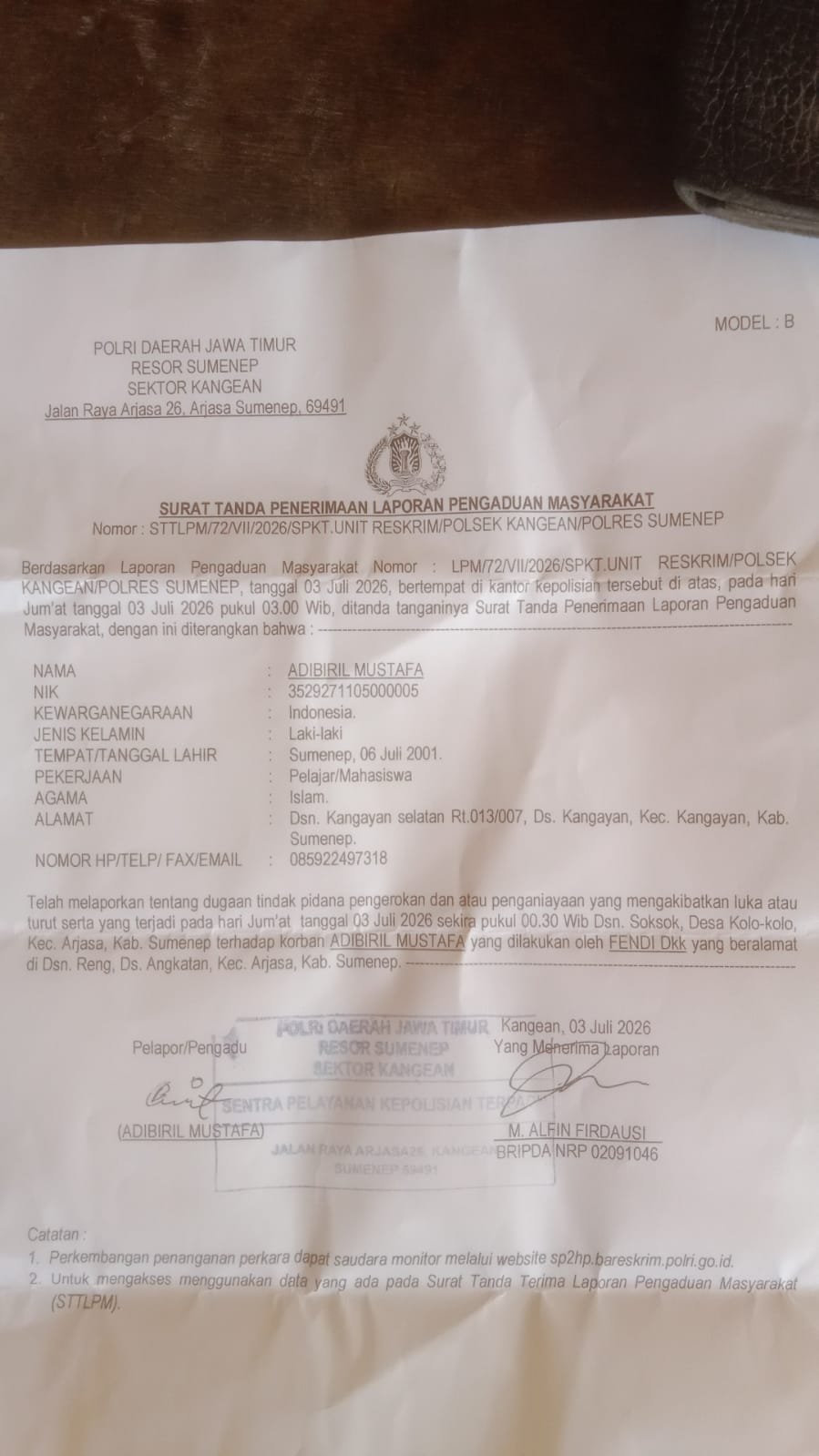 Cari Hiburan Berujung Laporan Polisi: Pria di Sumenep Diduga Dianiaya dan Diancam Celurit Usai Nonton Orkes 1 WhatsApp Image 2026 07 03 at 11.34.42 AM