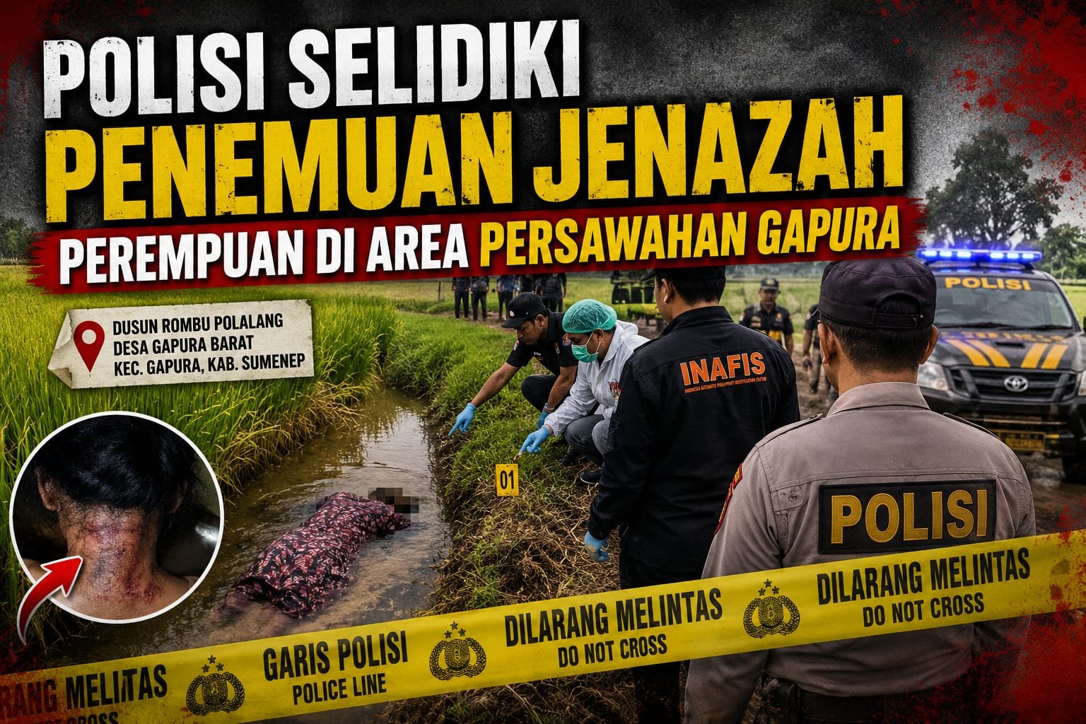 Polisi Selidiki Penemuan Jenazah Perempuan di Area Persawahan Gapura 1 WhatsApp Image 2026 07 08 at 16.56.25